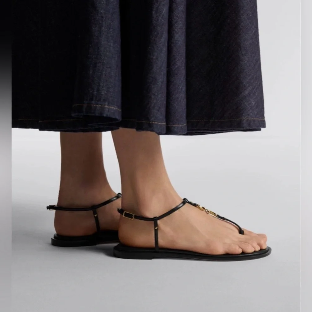 Dior  C'est Dior Thong Sandals Christian Dior Logo CD Leather Flats Size EU 38 - Picture 12 of 16